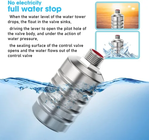 Miniatura 6 de Válvula de flotador de acero inoxidable 304 totalmente automático con control de nivel de agua, paquete de 2 mini válvulas de flotación de bola