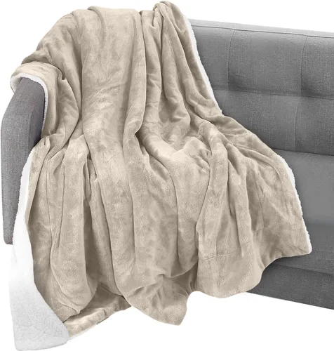 Miniatura 12 de Elegant Comfort Manta reversible de franela sherpa, ultrasuave, mullida, acogedora y afelpada, manta decorativa ligera para todas las estaciones, 50