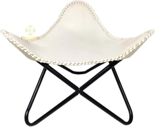Miniatura 32 de Pie plegable de mariposa de cuero Acento de salón, camping, caminar, caza, senderismo, pesca, viajes (beige)