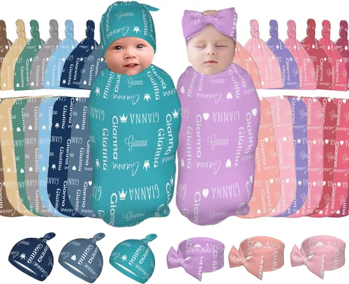 Miniatura 8 de Diadema personalizada para bebé y gorro para niñas y niños con nombre, mantas de bebé personalizadas para niñas y niños con nombre Iconos blancos