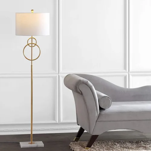 Miniatura 4 de JONATHAN Y Lámpara de pie LED de hoja dorada de 60 pulgadas con base de mármol, luz de pie contemporánea para sala de estar, dormitorio, pantalla