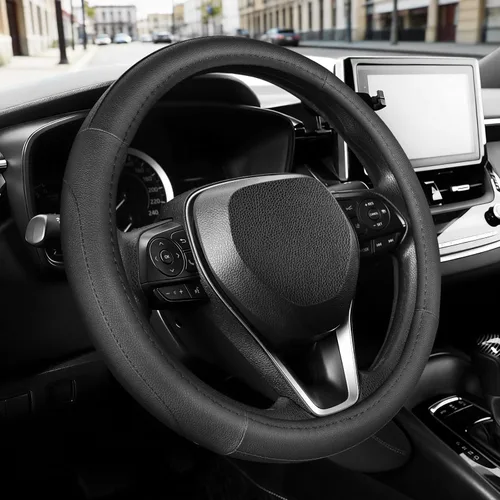 Miniatura 21 de SEG Direct Funda para volante de automóvil, tamaño mediano estándar de 14 1/2-15 pulgadas, embalaje no plegable, resistente, antideslizante, cuero