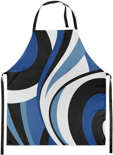 Miniatura 21 de Castle Fairy Delantal de cocina geométrico en espiral, moderno delantal impermeable con rayas simples para adultos (sin bolsillo), 31 x 26 pulgadas