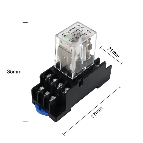 Miniatura 2 de ATO DC 24V Bobina 14 pines Relé de alimentación electromagnético 4PDT 4NO 4NC HH54P MY4NJ con base de enchufe de terminales