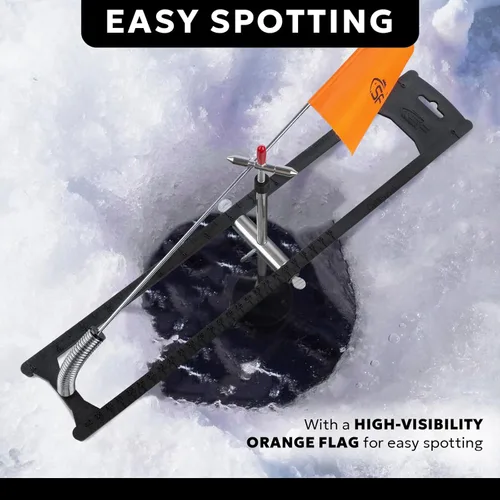 Miniatura 5 de SF Punta de pesca en hielo plegable con banderas de poste naranja/10.6'' Accesorios de pesca en hielo térmicos a prueba de congelación con banderas
