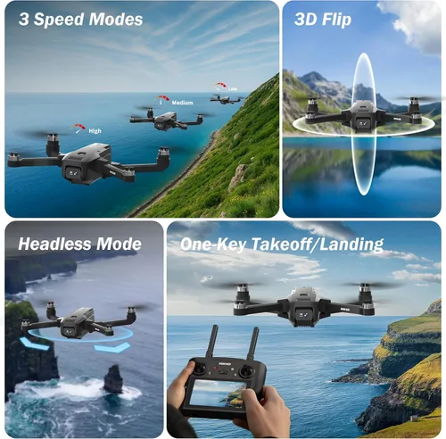 Miniatura 8 de Drones sin escobillas K600GPS con cámara EIS para adultos principiantes y niños, dron con pantalla de 4.5 pulgadas en el controlador, FPV Drone
