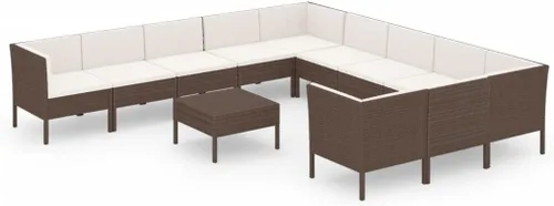 Miniatura 2 de Juego de 12 piezas de salón de patio con cojines, sofá al aire libre, juego de bar de patio, muebles modernos para exteriores, banco de comedor
