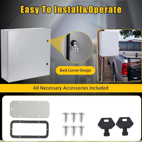 Miniatura 6 de Caja eléctrica de acero de NEMA, impermeable IP66 y a prueba de polvo, caja de conexiones con cerradura para exteriores/interiores Tamaño de la caja