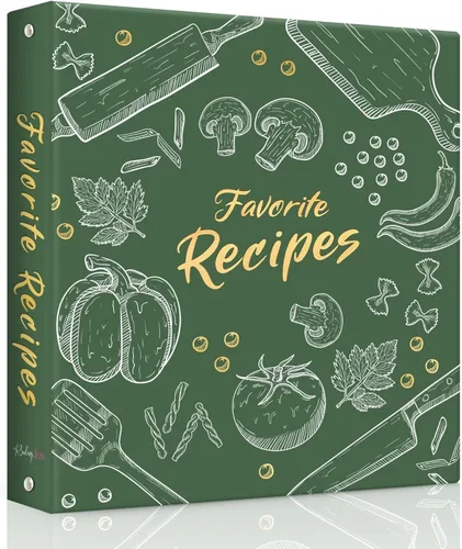 Miniatura 12 de Carpeta de recetas de 8.5 x 11 pulgadas, 3 anillos, libro de recetas para escribir en tus propias recetas, carpeta de recetas de página completa