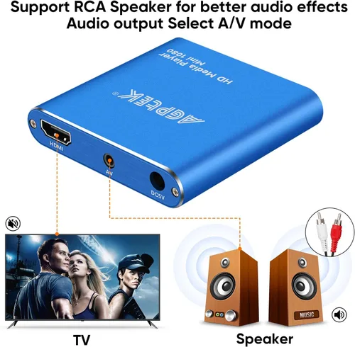 Miniatura 7 de Reproductor multimedia HDMI con un adaptador de corriente más, mini reproductor MP4 Full HD Ultra HDMI azul de 1080p para MKV/RM/ MP4/AVI, etc.