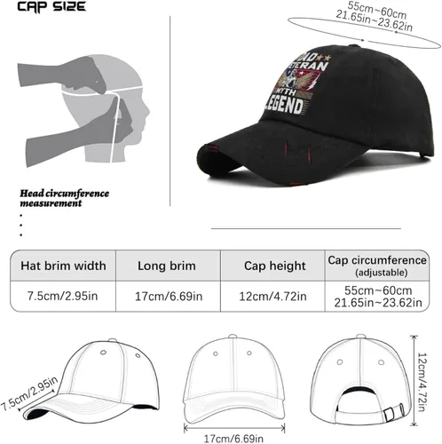 Miniatura 4 de dad Veteran, Myth Legend, Sun hat Hats for Men Fashion AllBlack Trucker Hats Gifts for Grandpa Baseball Caps