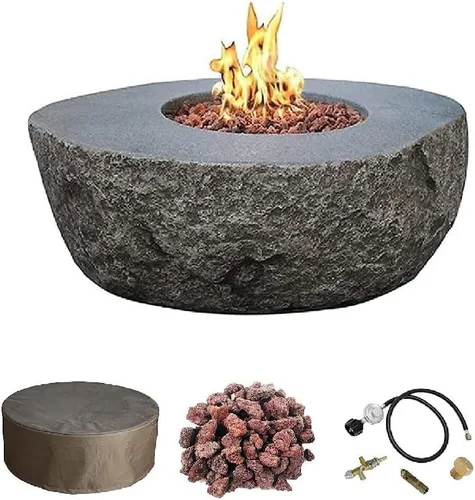 Miniatura 15 de Elementi+ Mesa de Fuego de Gas Colorado de Hormigón Fundido de 56" Rectangular, Hoguera al Aire Libre con Ignición Electrónica Incluye Cubierta