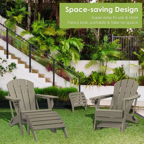 Miniatura 4 de GREENVINES Adirondack-Ottoman Grano de madera Juego de 2 Plástico HDPE Reposapiés para exteriores Todo clima Reposapiés Reposapiés