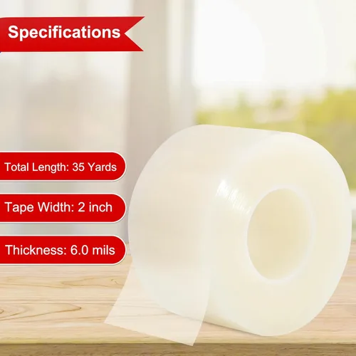 Miniatura 2 de Cinta transparente para sellado de ventana, 2 pulgadas x 35 yardas, cinta adhesiva para aislamiento de ventanas sin residuos, transparente