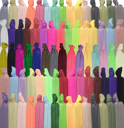 Miniatura 13 de 79Style Accesorios para el cabello de tela elástica para mujeres, 125 soportes para cola de caballo con cinta anudada, bandas para el pelo de tela