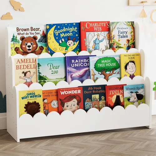 Miniatura 12 de SpaceAid Estantería festoneada de 3 niveles, estantería Montessori para niños pequeños, estante organizador de libros de madera, muebles de Negro
