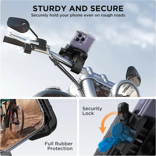 Miniatura 4 de Miracase Soporte para Teléfono de Bicicleta, [Admite Grabación de Video] Soporte para Teléfono de Motocicleta, [Bloqueo Rápido] Soporte