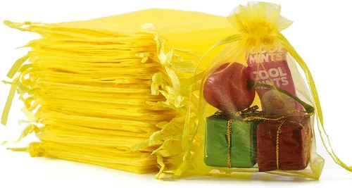 Meowoo 100 bolsas de organza, bolsas de malla pequeñas de 3 x 4 pulgadas con cordón, bolsas de regalo de malla con cordón para joyas, dulces,