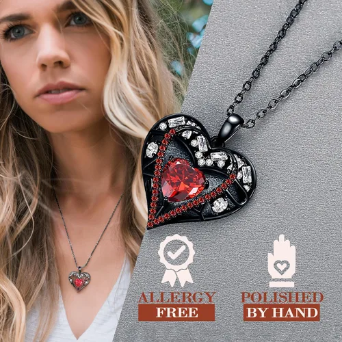 Miniatura 100 de Collar de cristal de 5 corazones, chapado en oro rosa de 18 quilates, colgante con cadena de plata de ley 925 de 18 + 2 pulgadas, joyería de piedra