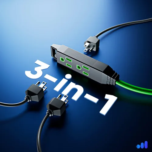 Miniatura 4 de Cable de extensión de 4 pies, paquete de 2 cables de extensión con múltiples tomas, calibre 16 (verde) certificación ETL Azul