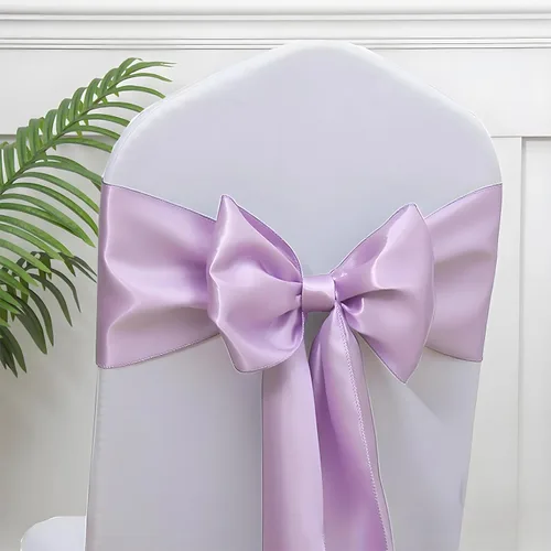 Miniatura 13 de Bandas de satén para sillas de color azul bebé, paquete de 50 lazos para sillas de color azul claro para boda, revelación de género, baby shower