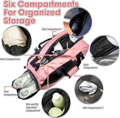 Miniatura 3 de Bolsa de gimnasio para mujeres y hombres, bolsa de lona para hombres con compartimento para zapatos, bolsas de lona deportivas para mujeres