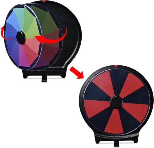Miniatura 8 de WinSpin Rueda de premio de doble cara de 10 pulgadas con soporte de escritorio, borrado en seco, rueda giratoria de 10 ranuras para pub, fiesta