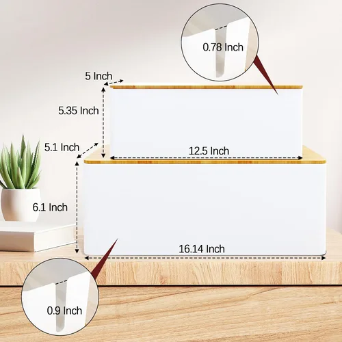Miniatura 2 de Caja organizadora de cables, paquete de 2 cajas organizadoras de cables grandes de madera para la oficina y el hogar, caja organizadora de cables 2