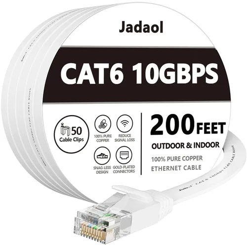 Miniatura 13 de Cable Ethernet Cat 6 de 1 pie (paquete de 6), para exteriores e interiores, compatible con red Cat7 de 10 Gbps, cable de conexión LAN plano