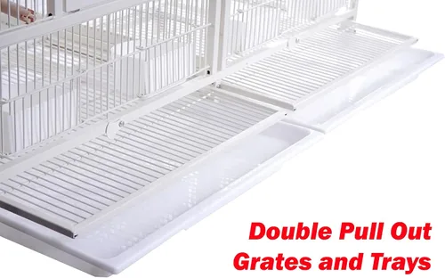 Miniatura 5 de Jaula Apilable Individual/Doble/Triple con Centro Dividido para Criador de Cría de Pájaros de Vuelo con Ruedas Dobles para Aviarios Canarios Blanco