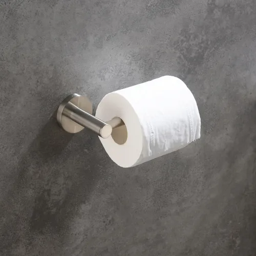 Miniatura 2 de Kibi Portarrollos circulares de papel higiénico – Moderno soporte de papel higiénico montado en la pared, construcción de latón resistente, Níquel