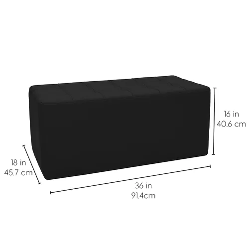 Miniatura 3 de Factory Direct Partners Banco otomano rectangular copetudo con acento bellamente tapizado para el hogar moderno, oficina, biblioteca o área de Negro