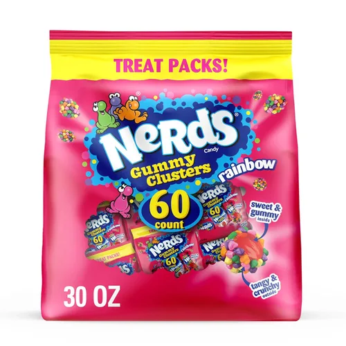 Miniatura 10 de NERDS Gummy Clusters Candy, arcoíris, crujiente y gomoso, 3 onzas (paquete de 12)