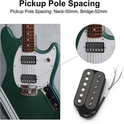Miniatura 3 de SAPHUE Alnico 2 Pastilla de Guitarra Eléctrica N-50 7-8K/B-52 8-9K Humbucker Alnico II Pickup Repuestos de guitarra de doble bobina (negro)