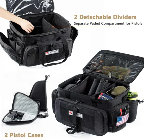 Miniatura 2 de Bolsa grande táctica para pistola de campo de tiro con 2 estuches para pistolas de diferentes tamaños