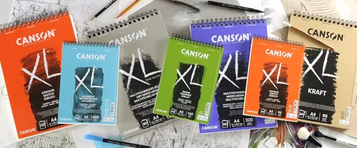 Miniatura 3 de CANSON Papel de dibujo reciclado XL A5 de 5.64 oz/m², grano fino de panal, almohadilla en espiral corta, 25 hojas blancas, ideal para artistas e