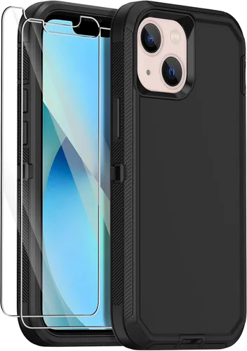 Funda para iPhone 13 Mini con 2 protectores de pantalla, protección contra caídas a prueba de golpes, cuerpo completo, resistente, 3 capas, militar,