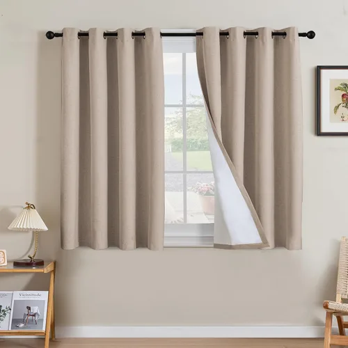 Miniatura 20 de H.VERSAILTEX Cortinas opacas de lino de 63 pulgadas de largo, 100% absolutamente opacas, con aislamiento térmico, con textura de lino, con ojales