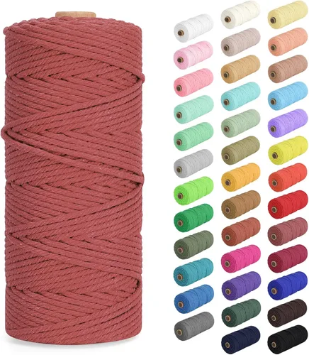 Miniatura 15 de Cordón de macramé de 0.079 in x 380 yardas (1140 pies), cuerda de algodón natural para colgar en la pared, ganchos de plantas, manualidades, Beige