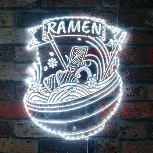 ADVPRO Ramen Fideos palillo abierto RGB Dynamic Glam LED Sign - Forma de corte a borde - Decoración 3D inteligente - Señalización multicolor