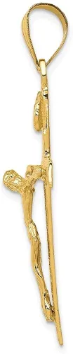 Miniatura 2 de Diamond2Deal Colgante de cruz de crucifijo INRI de oro amarillo de 14 quilates, joyería fina para mujer (L- 1.732in, W- 0.906in), Oro amarillo