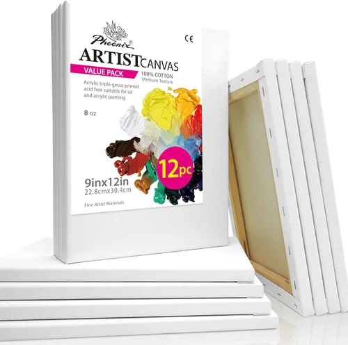 Miniatura 43 de PHOENIX Lienzo Estirado Grande para Pintura 14x18 Pulgadas/Paquete de 7 Unidades, 8 Oz Triple Imprimado Perfil de 5/8 Pulgadas 100% Algodón Lienzo