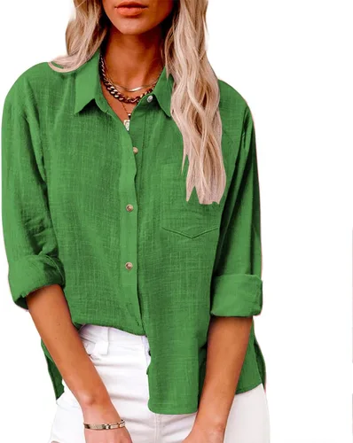 Miniatura 23 de SMIDOW Camisa de algodón y lino con botones para mujer