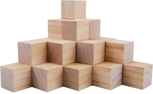 Tosnail Paquete de 30 cubos de madera sin terminar de 2 pulgadas, bloques de madera, ideales para hacer manualidades