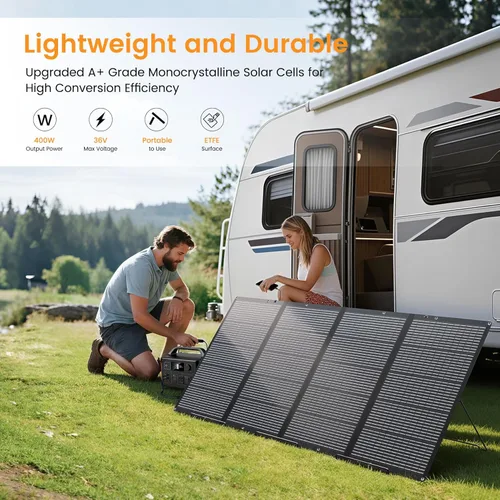 Miniatura 2 de Panel solar portátil de 400 W para estación de energía, cargador de panel solar plegable ETFE de 400 vatios y 36 V, IP67 resistente al agua