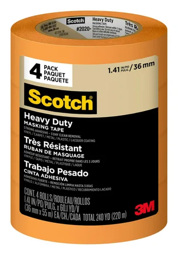 Miniatura 18 de Scotch Cinta adhesiva resistente para pintores, 6 rollos, 3.58 cm x 54.9 m, para uso en vinilo, alfombra, metal y plástico, cinta adhesiva