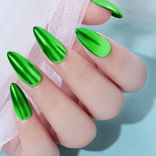 Miniatura 5 de Polvo de uñas cromado verde navideño, efecto espejo, polvo metálico, holográfico, brillantina, decoración de manicura, pigmento reflectante