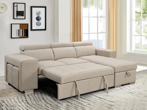 Miniatura 3 de THSUPER Sofá seccional reclinable de microfibra de 102 pulgadas en forma de L con cama extraíble y chaise de almacenamiento, sofás convertibles
