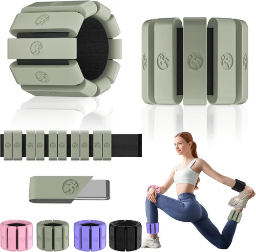 Miniatura 14 de Pesas de muñeca ajustables para mujeres y hombres, pesas de pierna para mujeres de 0.75lb-1lb-1.3lb cada una para caminar, yoga, danza, barre