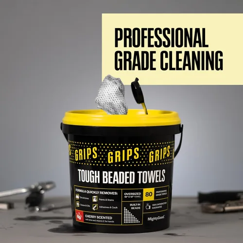 Miniatura 4 de MightyGood. Grips Tough - Toallas húmedas para manos y superficies con cuentas, 1 paquete, 80 extra grandes de 10 x 12 pulgadas, cuentas 3D